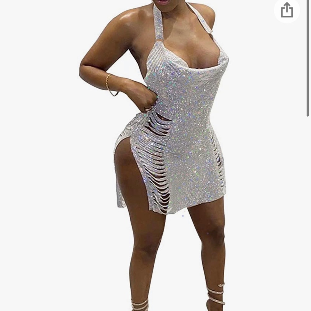 Sequence halter dress